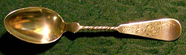 Sterling Spoon: Engraved Roses & Twisted Stem