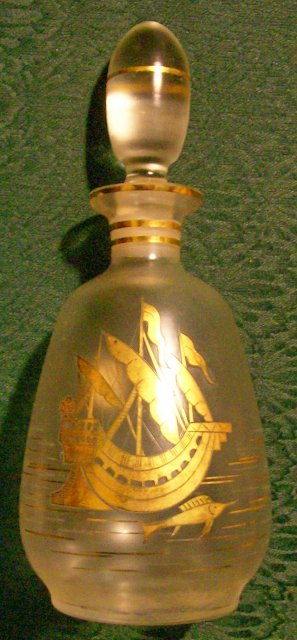Bohemian Crystal Decanter with Stopper: Golden Galleon