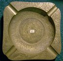 East Indian Brass Ashtray with Hand-Engraved Florals: Early 1900's