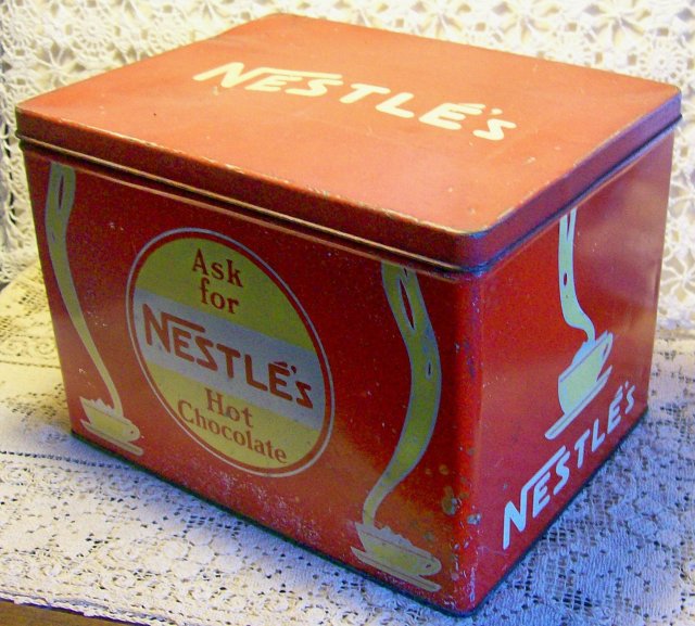 Nestle's Hot Chocolate Store Display Advertising Tin