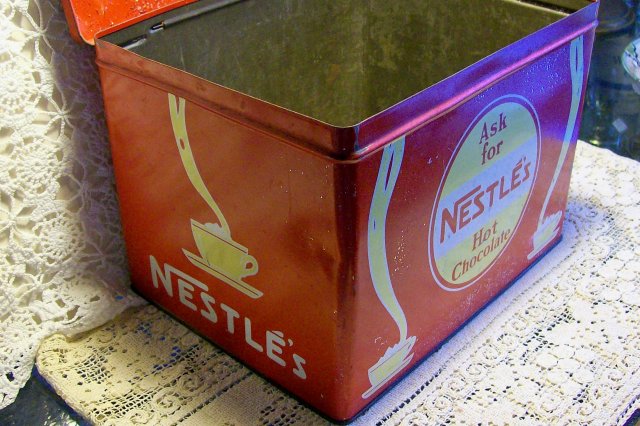 Nestle's Hot Chocolate Store Display Advertising Tin