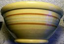Banded Yellow Ware Ceramic Mixing Bowl: 13