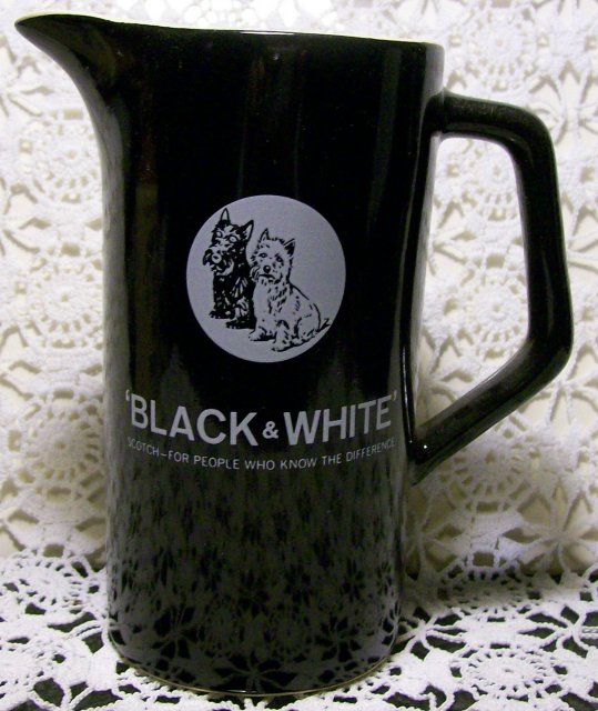 Advertising Pitcher: Black & White Scotch