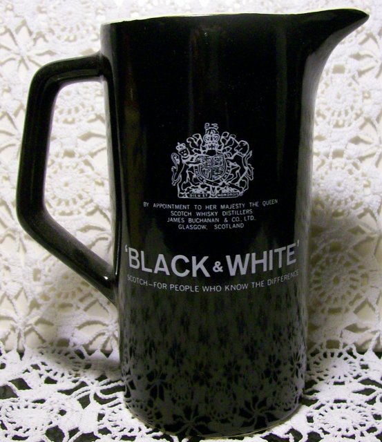 Advertising Pitcher: Black & White Scotch
