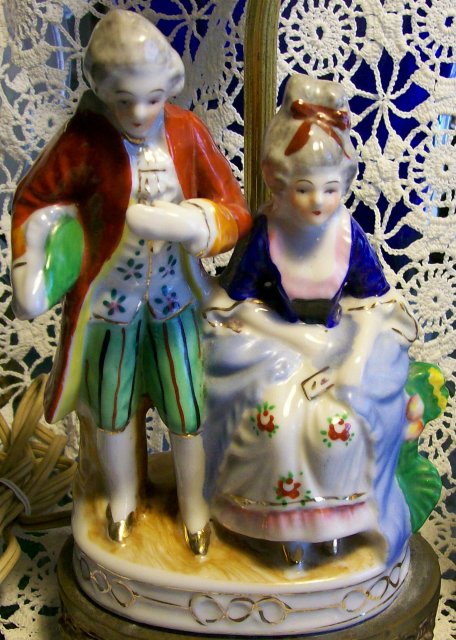Occupied Japan Ceramic Figurine Lamp Pair #765
