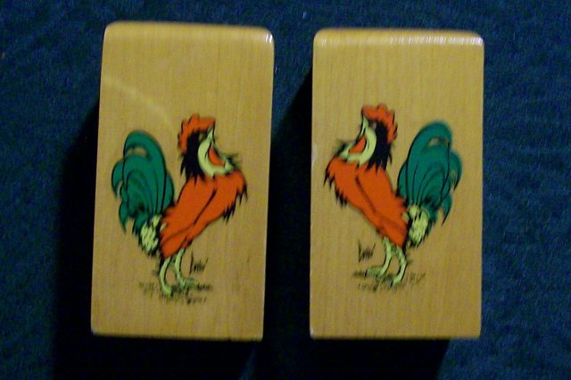 S&P : Wooden with Rooster Decals