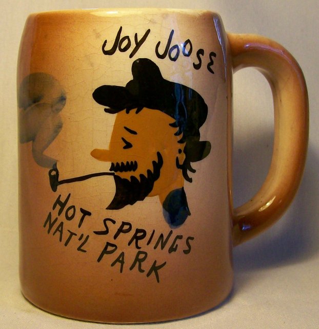 Hillbilly Souvenir Ceramic Mug Hot Springs Arkansas 1950s 4.25