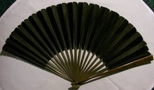 Handheld Fan: Carved Bamboo & Black Silk