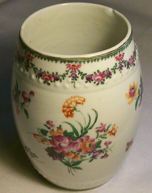Chinese Export Tankard: Hand-painted Flowers & Insects