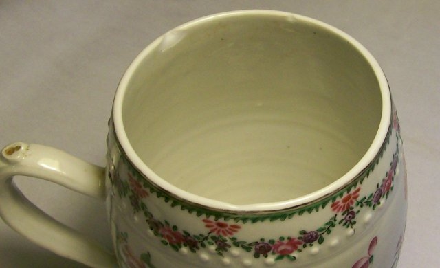 Chinese Export Tankard: Hand-painted Flowers & Insects