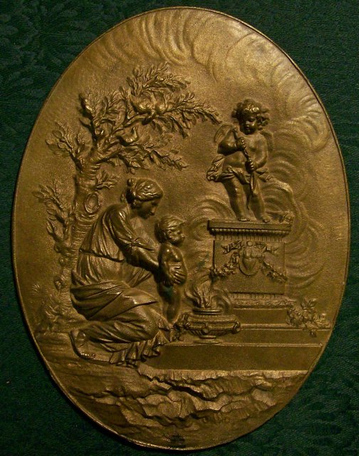 Dore Bronze Plaque: Classical Woman & Child