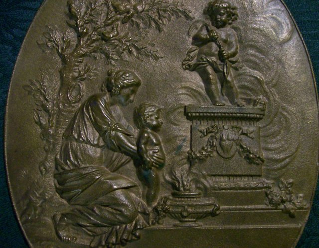 Dore Bronze Plaque: Classical Woman & Child