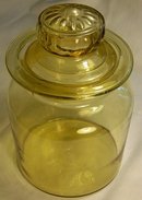 Mold-Blown Amber Glass Storage Jar/Canister with Lid Ca. 1900 7.25