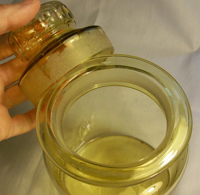 Mold-Blown Amber Glass Storage Jar/Canister with Lid Ca. 1900 7.25