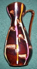 Jasba Keramik West German Handled Ceramic Vase/Pitcher Brown/Multiocolor