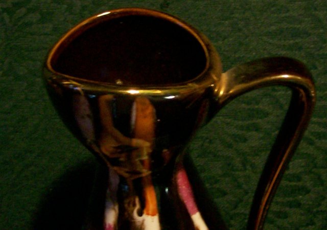 Jasba Keramik West German Handled Ceramic Vase/Pitcher Brown/Multiocolor