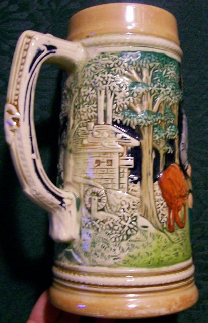 Wick German Stoneware Beer Stein Musician/Zither Player 1/2 Liter