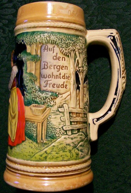 Wick German Stoneware Beer Stein Musician/Zither Player 1/2 Liter