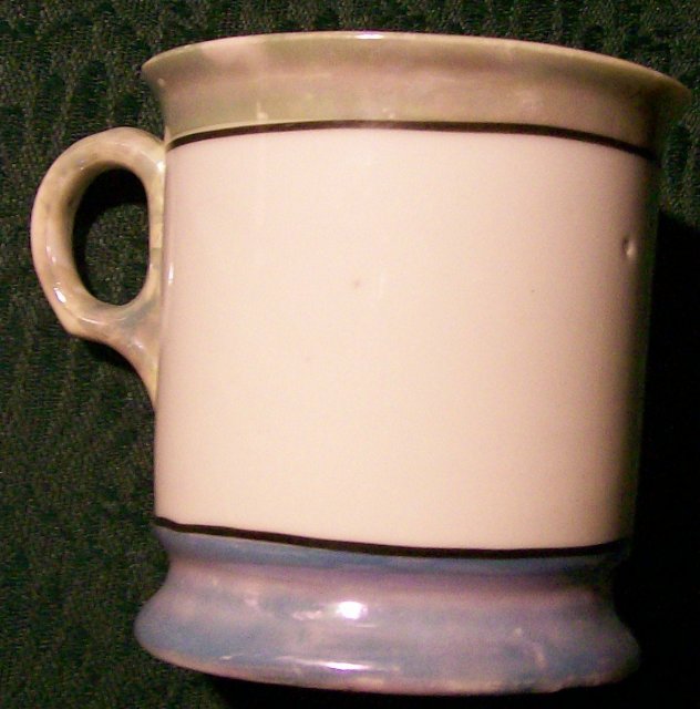 Ceramic Shaving Mug Early 1900's Blue/Green Luster & Floral 3.75