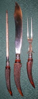 Stag Horn & Sterling Carving Set by Meriden Cutlery