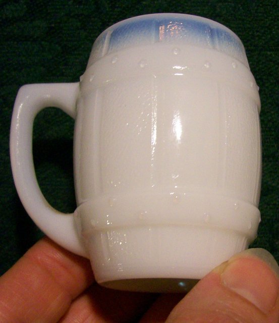 Opal/ Milk Glass Barrel Toothpick/ Mini Mug Ca. 1900