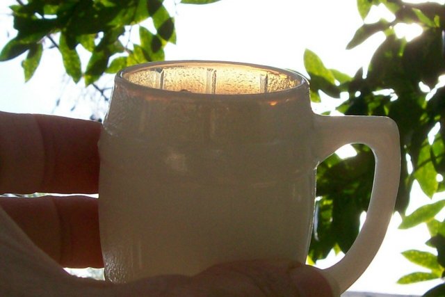 Opal/ Milk Glass Barrel Toothpick/ Mini Mug Ca. 1900
