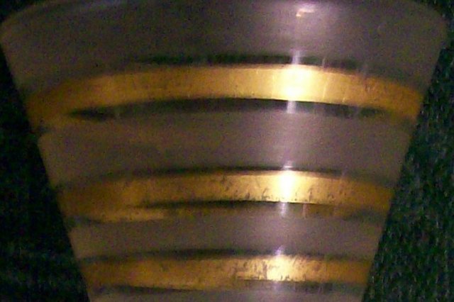 West Virginia Specialty Glass Cordial Set/5 Gold & Frosted Bands Mid-Century