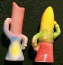 Anthropomorphic Salt & Pepper Shakers: Corn & Rhubarb