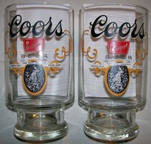 Coors Banquet Beer Advertising Tumblers 32 Oz. Pair 1970's