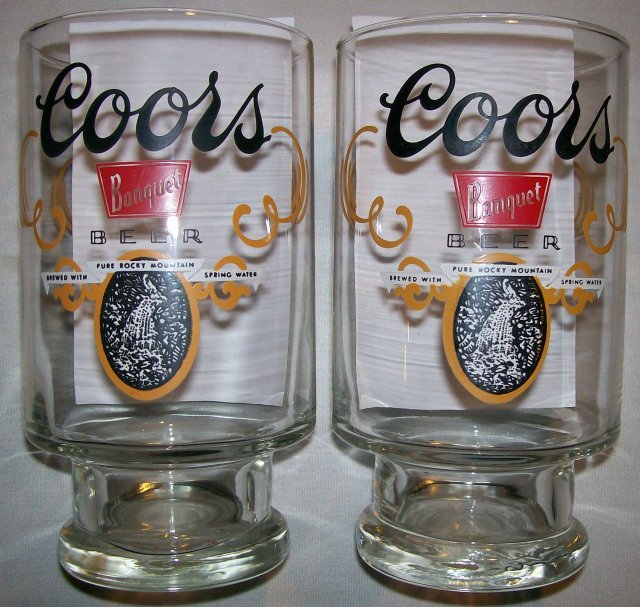 Coors Banquet Beer Advertising Tumblers 32 Oz. Pair 1970's