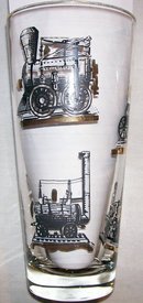 Libbey Tumbler Set: Antique Trains