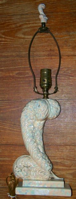 Royal Haeger Ceramic Feather Lamp Agate Glaze Matching Finial