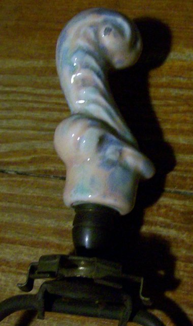 Royal Haeger Ceramic Feather Lamp Agate Glaze Matching Finial