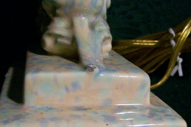 Royal Haeger Ceramic Feather Lamp Agate Glaze Matching Finial