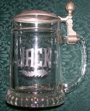 German Crystal Stein with Lid: Engraved