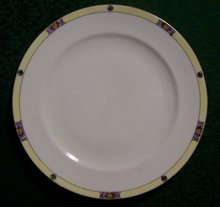 Meito Japan Ceramic Plate Set/4 #MEI489 Deco Floral Band Yel/Purp/Black