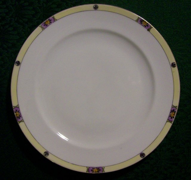 Meito Japan Ceramic Plate Set/4 #MEI489 Deco Floral Band Yel/Purp/Black