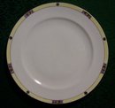 Meito Japan Ceramic Plate Set/4 #MEI489 Deco Floral Band Yel/Purp/Black