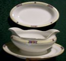 Meito Japan Ceramic Gravy & Relish Dishes #MEI 489 Deco Floral Band