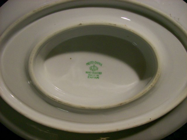 Meito Japan Ceramic Gravy & Relish Dishes #MEI 489 Deco Floral Band