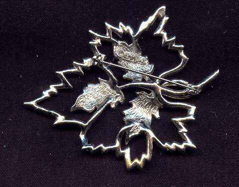 Emmons Leaf Brooch/Pin Rhodium-Plated Openwork 1950's-60's
