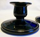 Paden City Black Amethyst Glass Candlestick Pair