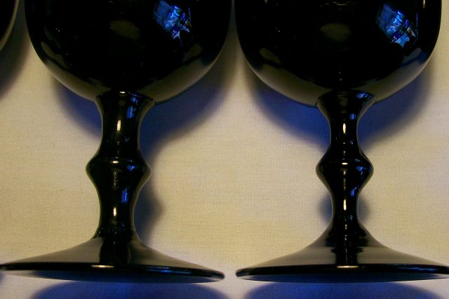 Colony Black Amethyst Glass Goblet Set /4 1930's-50's 6