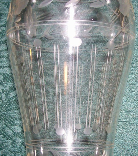Imperial Engraved Glass Vase: Circa 1920's