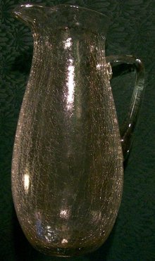Tall Clear Crackle Glass Pitcher