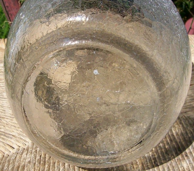 Tall Clear Crackle Glass Pitcher