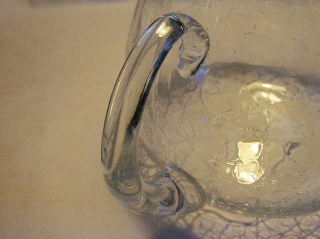 Large Clear Crackle Glass Pitcher