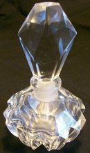Cut Crystal Perfume Bottle with Faceted Stopper Clear 5.5