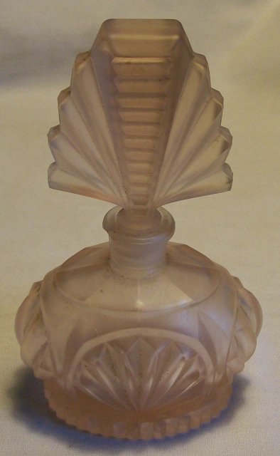 Pink Satin Glass Perfume with Ground Stopper