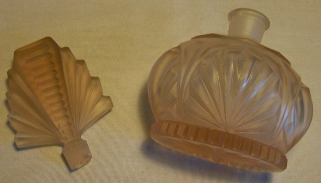 Pink Satin Glass Perfume with Ground Stopper